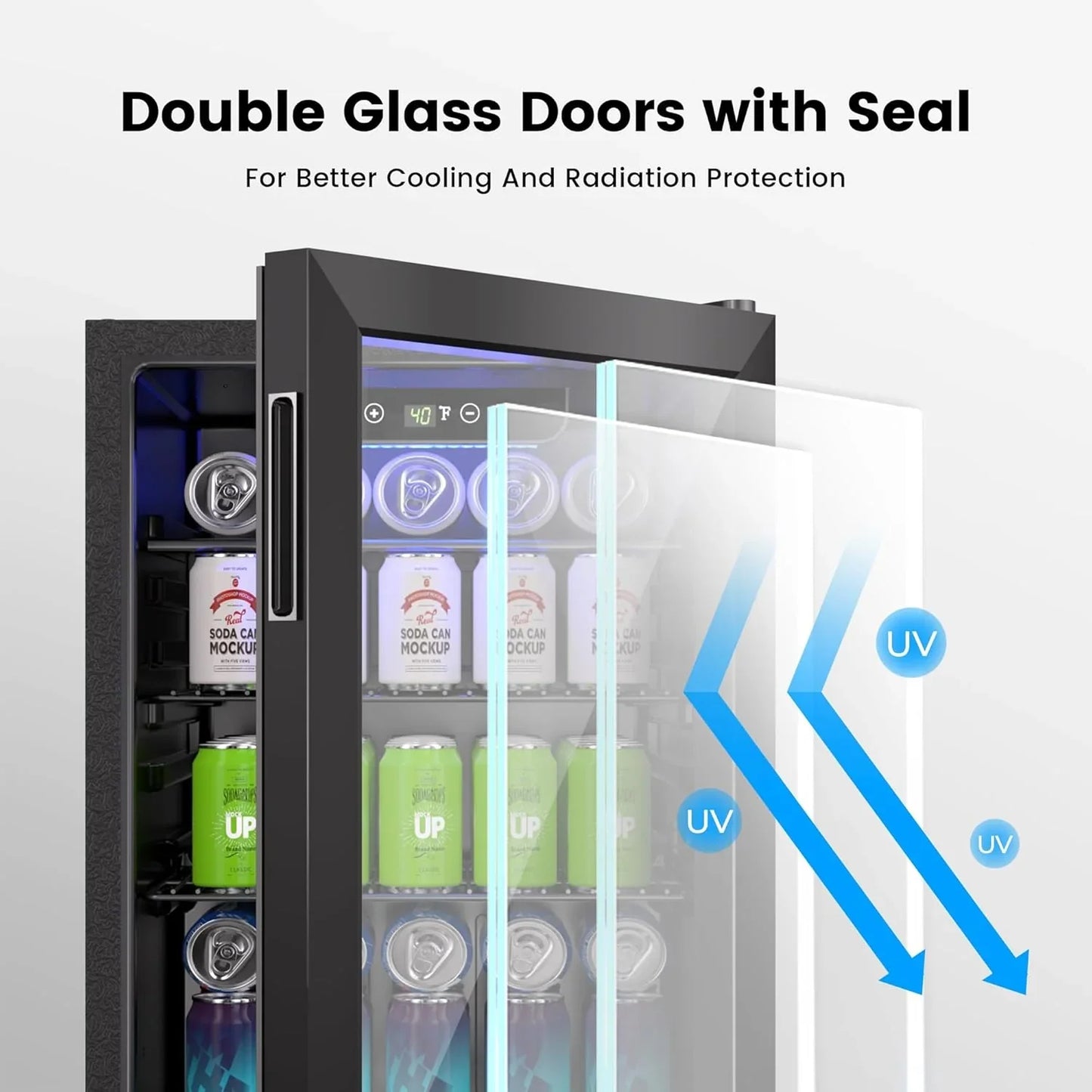 Beverage Refrigerator Cooler- 126 Can Mini Fridge Glass Door For Drinks Soda Beer Wine- Small Refrigerator For Office Bedroom Home Bar