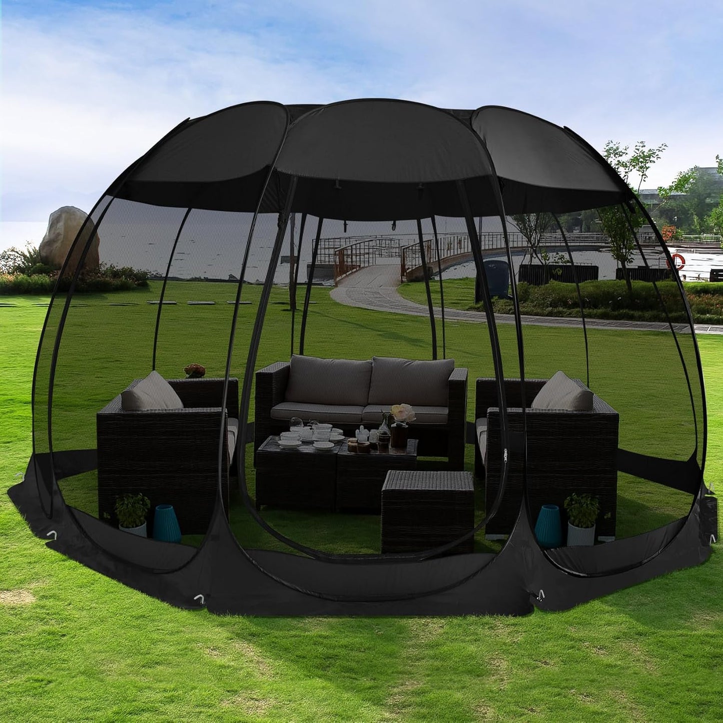 Alvantor Pop Up Screen House Gazebo With Mosquito Netting, Instant UV Resistant Sun Shelter For Patio And Backyard