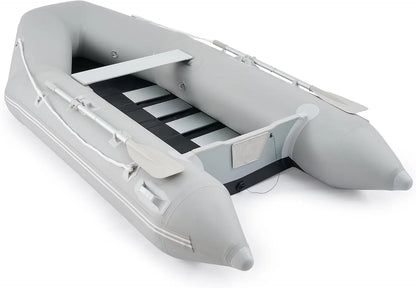 10 Ft. Inflatable Dinghy Boat, 4 Person 990lb Transom Sport Tender Boat With Pump Aluminum Oars Floor, Heavy Duty Inflatable Raft Kayak For Adults