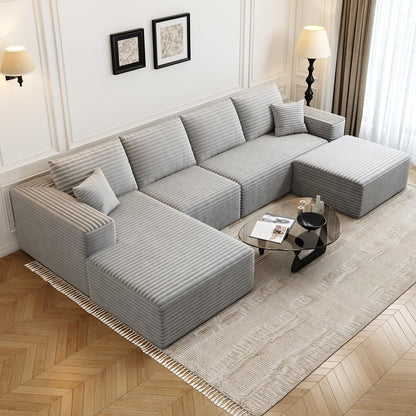 107.5 In. Cloud Modular Sectional Sofa Couch With L-Shape Chaise, Modern Minimalist Upholstered Couches For Living Room Bedroom