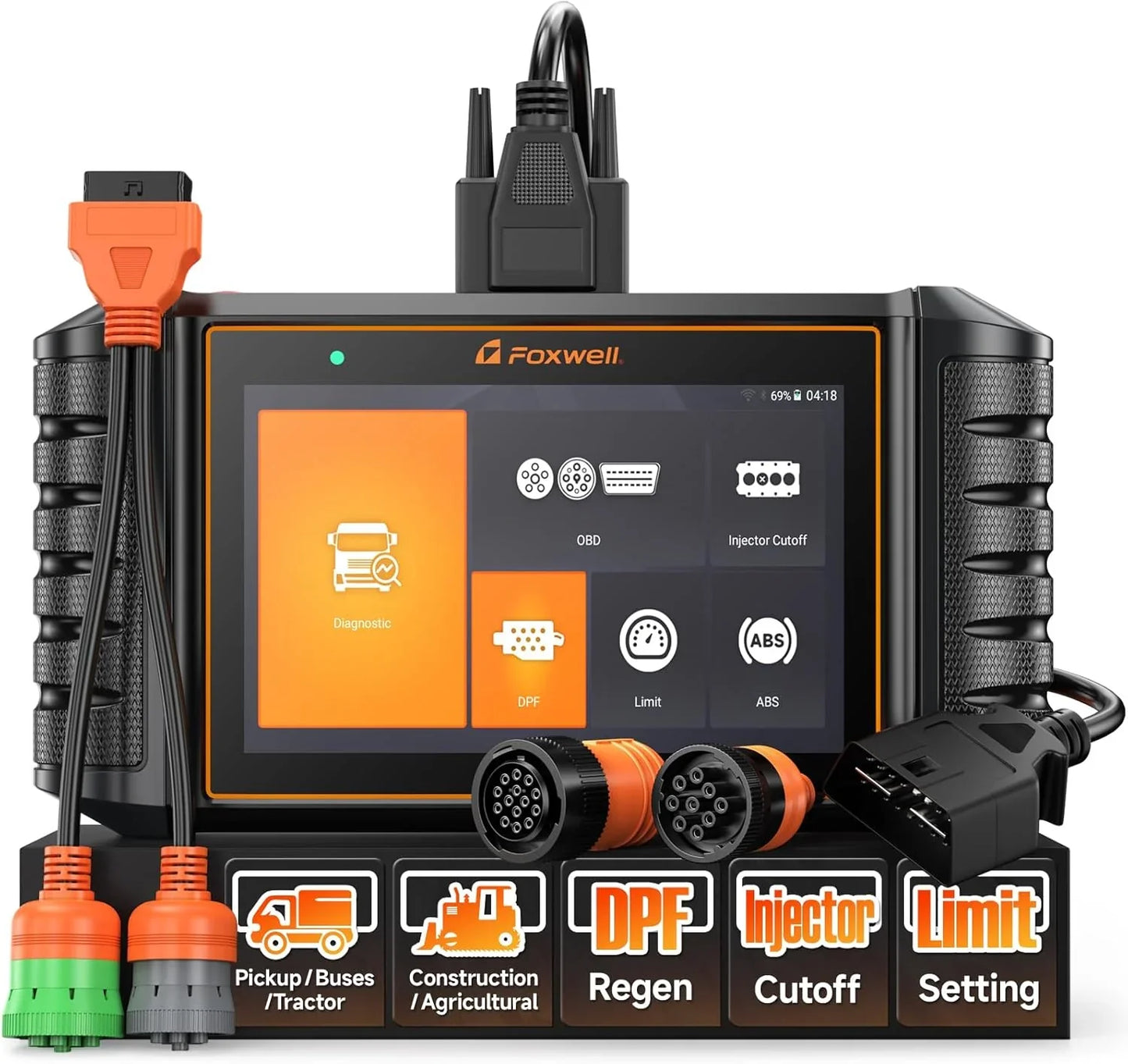 HD500 Heavy Duty Truck Scanner With Dpf Regen/Injector Cutoff/Limit Setting, Full System Diesel Diagnostic Scan Tool For Cummins, Detroit