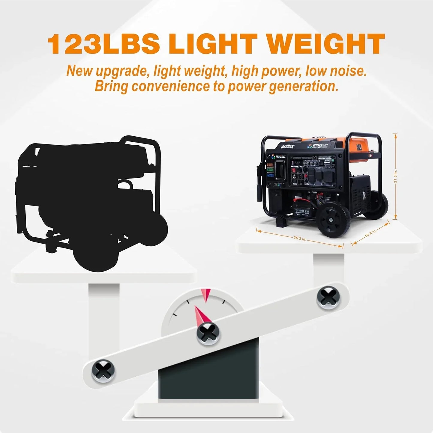 10500 Peak Watt Tri Fuel Open Frame Inverter Generator, With Ats, Quiet Technology, CO Sensor, Digital Display And 50A, Ideal For Home Backup