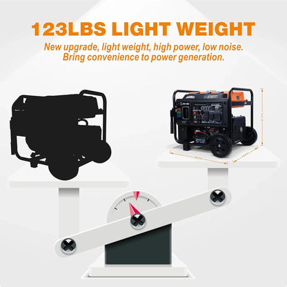 10500 Peak Watt Tri Fuel Open Frame Inverter Generator, With Ats, Quiet Technology, CO Sensor, Digital Display And 50A, Ideal For Home Backup