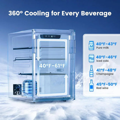 Beverage Refrigerator Cooler 126 Can Mini Fridge Glass Door For Drinks Soda Beer Wine Refrigerator