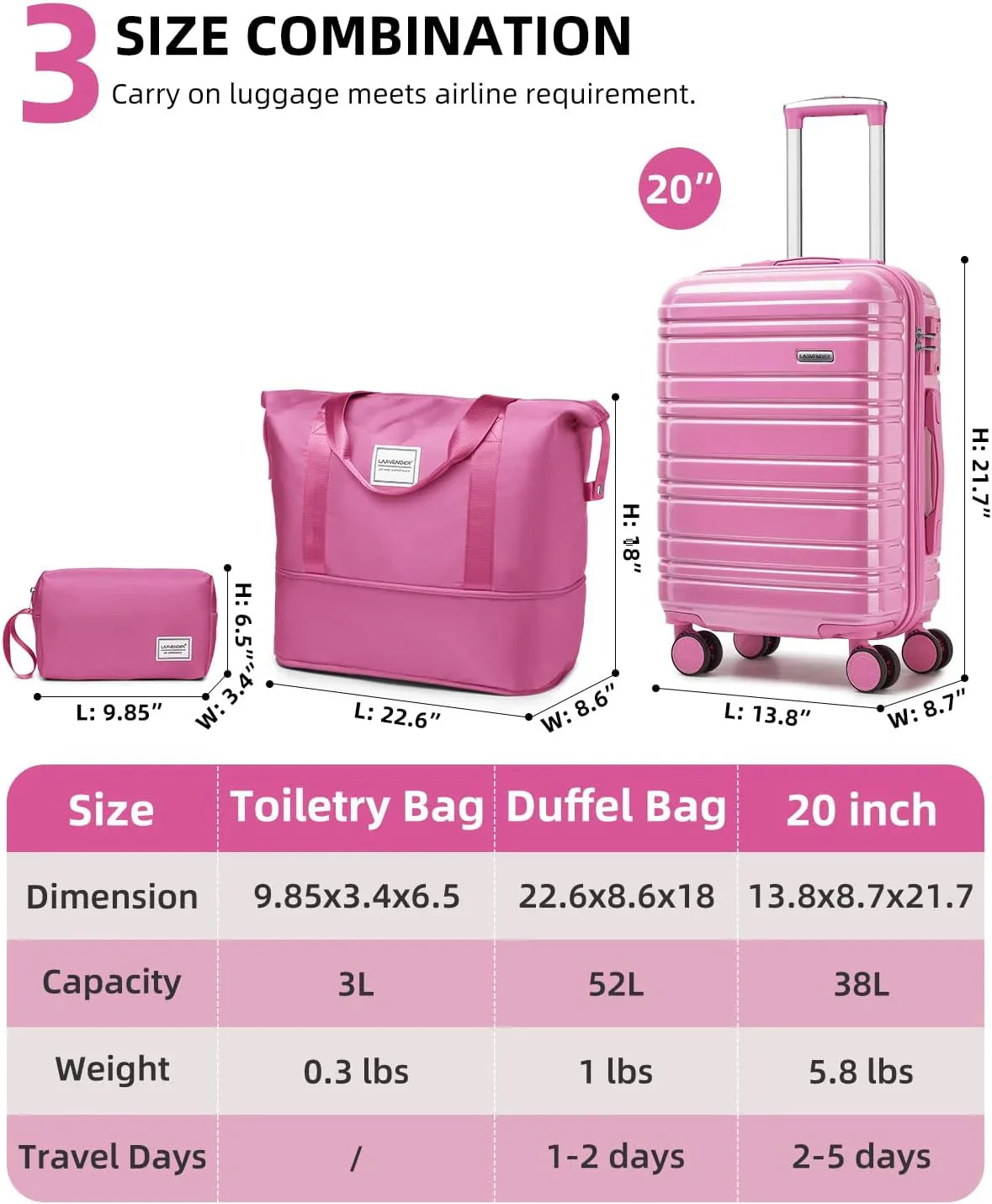 6-piece Luggage Set, Expandable Hardshell Suitcase Set With Spinner Wheels, Lightweight Rolling Luggage Set