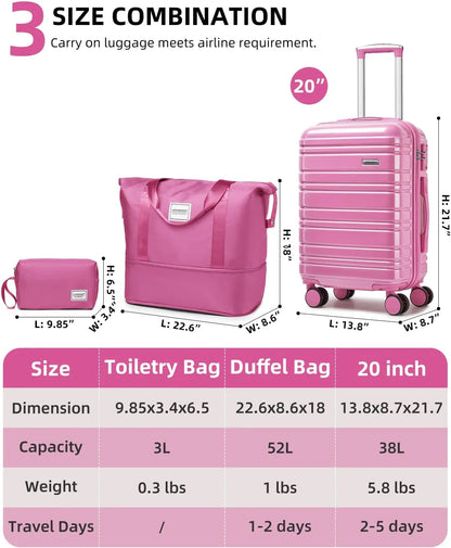 6-piece Luggage Set, Expandable Hardshell Suitcase Set With Spinner Wheels, Lightweight Rolling Luggage Set