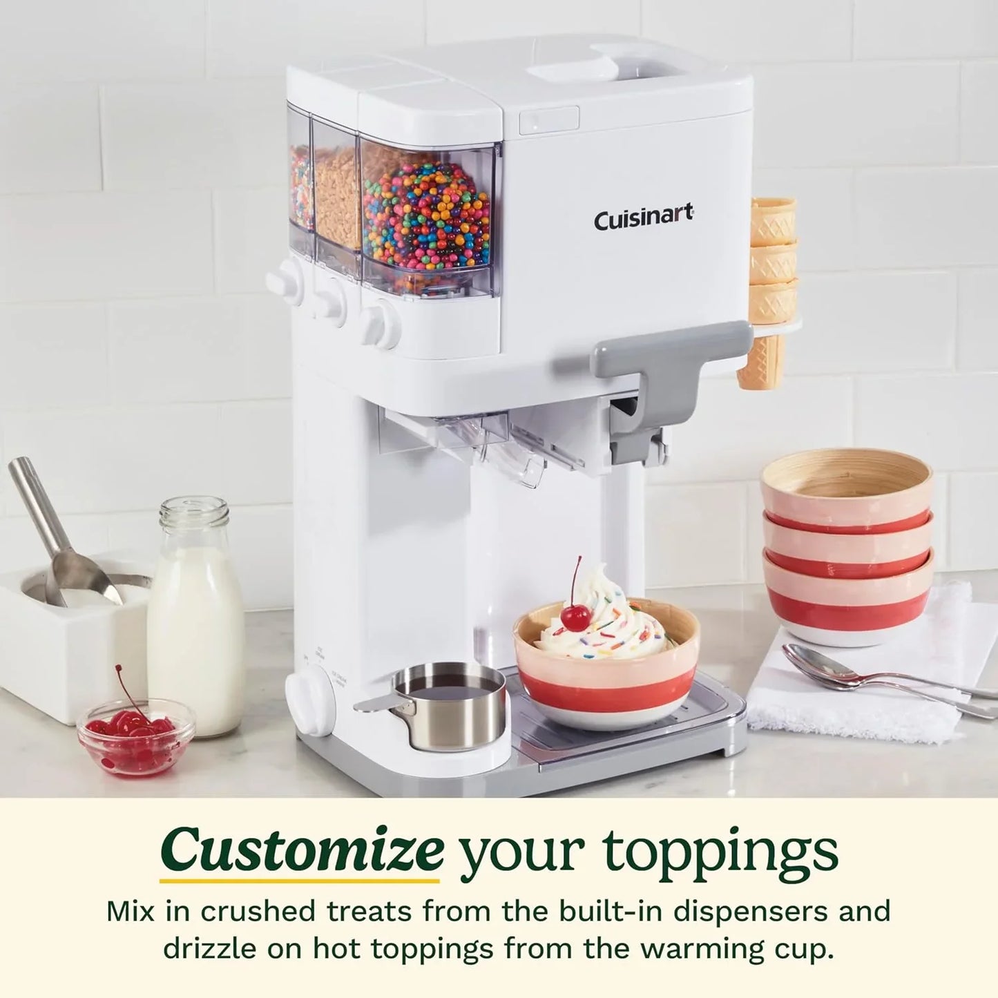 Cuisinart Soft Serve Ice Cream Machine- Mix It In Ice Cream Maker For Frozen Yogurt, Sorbet, Gelato, Drinks 1.5 Quart, White, ICE-48