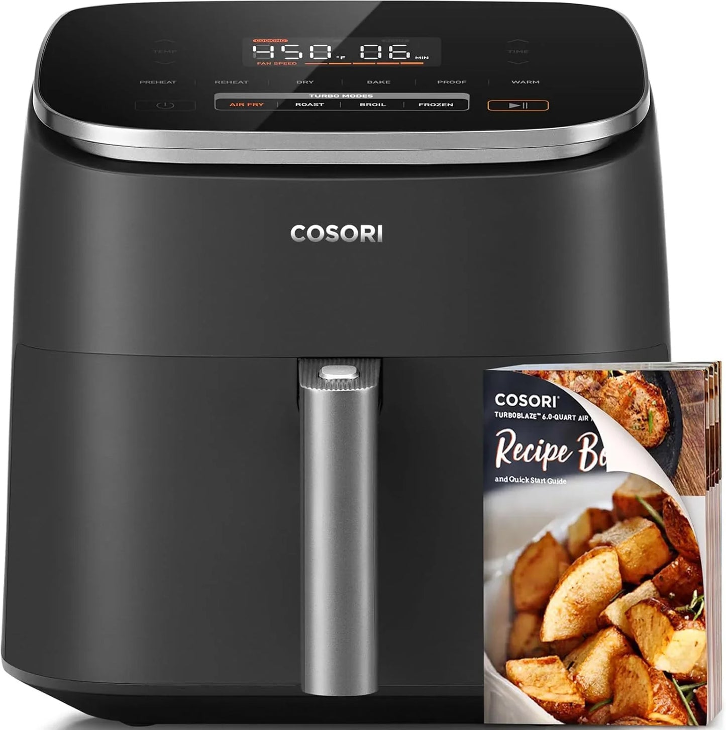 Cosori Air Fryer 9-in-1 Compact And Large 6-Qt. Fast Turbo Modes Precise Heat For Even Results
