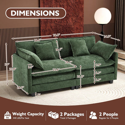 111.4 In. L-Shaped Modern Sofa Modular Cloud Sofa Ottoman 4-Seater Chenille Deep Seat Sofa