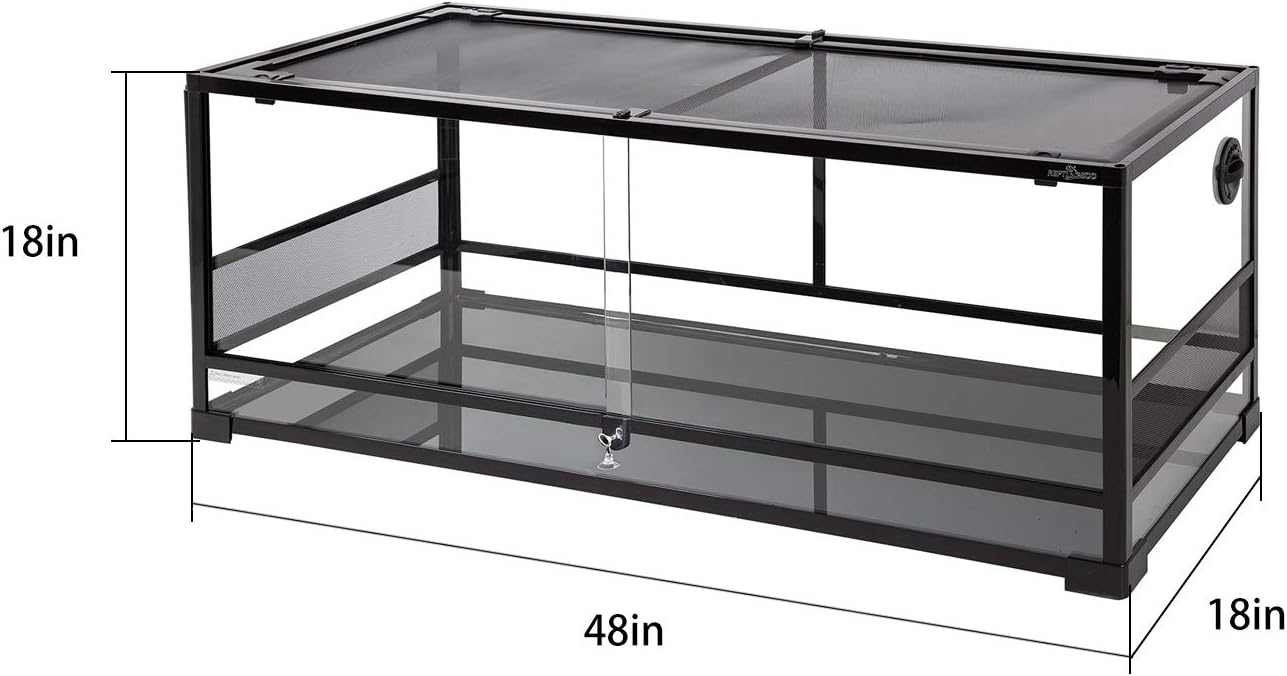 Repti Zoo 67 Gallon Reptile Terrarium, Sliding Glass Doors, 48 In. x 18 In. x 18 In
