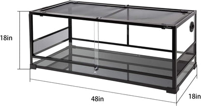 Repti Zoo 67 Gallon Reptile Terrarium, Sliding Glass Doors, 48 In. x 18 In. x 18 In