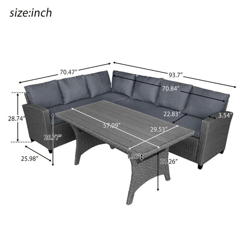 Bromford Rectangular 35.4 In. Long Dining Set With Cushions
