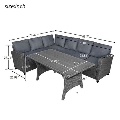 Bromford Rectangular 35.4 In. Long Dining Set With Cushions