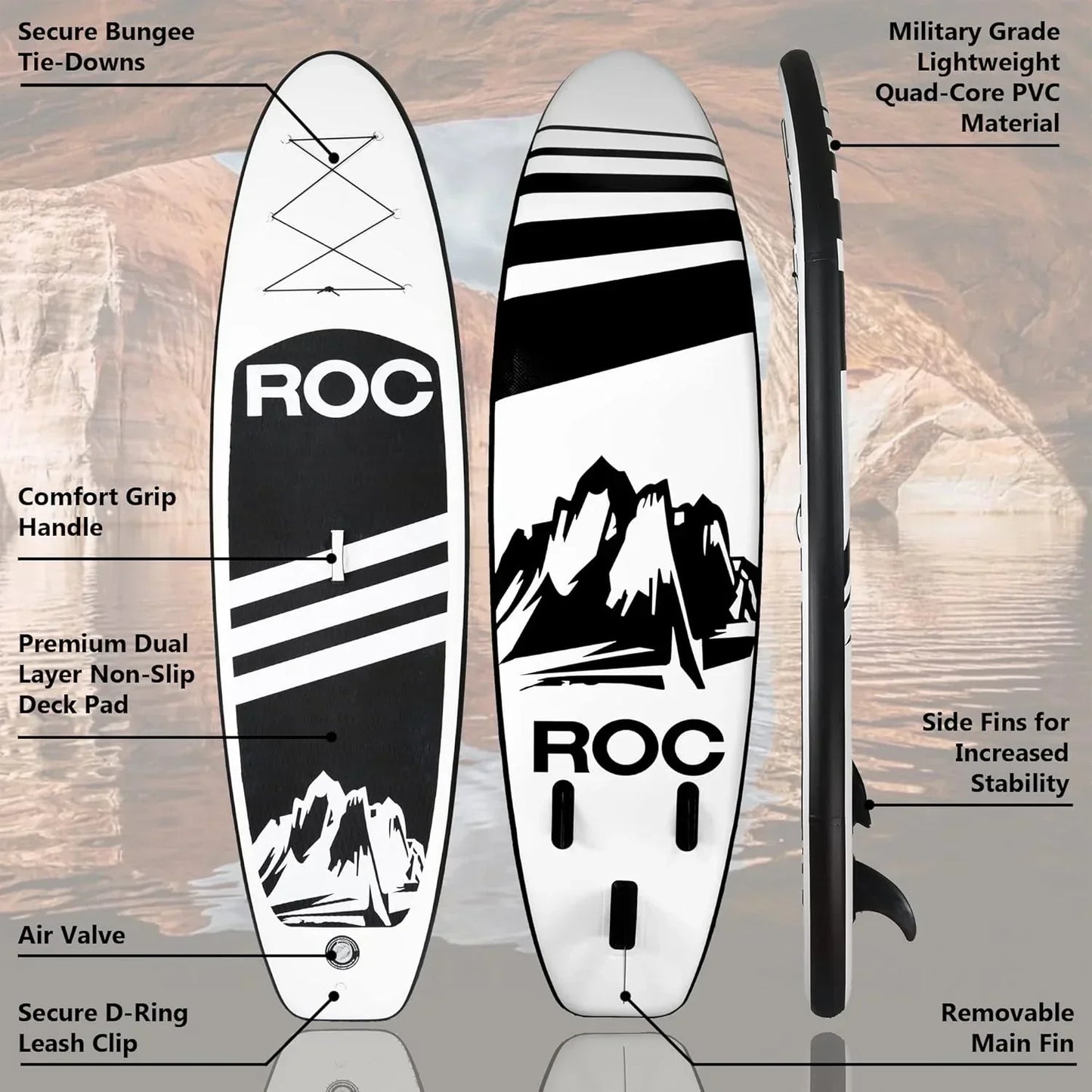 Roc Inflatable Stand-Up Paddle Board Sup Paddle Board Accessories Anti-Slip Comfortable Deck