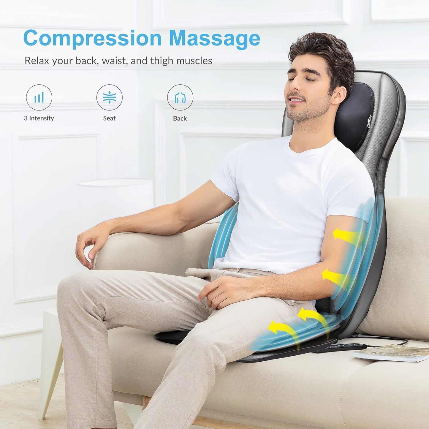 Comfier Massager Chair With Heat Shiatsu Neck Back Massager Portable With Compress And Rolling Massage Chair Pad For Full Back Neck And