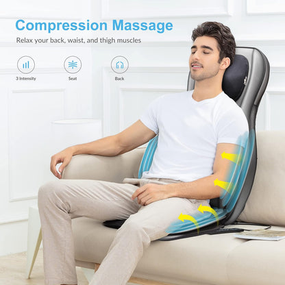 Comfier Massager Chair With Heat Shiatsu Neck Back Massager Portable With Compress And Rolling Massage Chair Pad For Full Back Neck And
