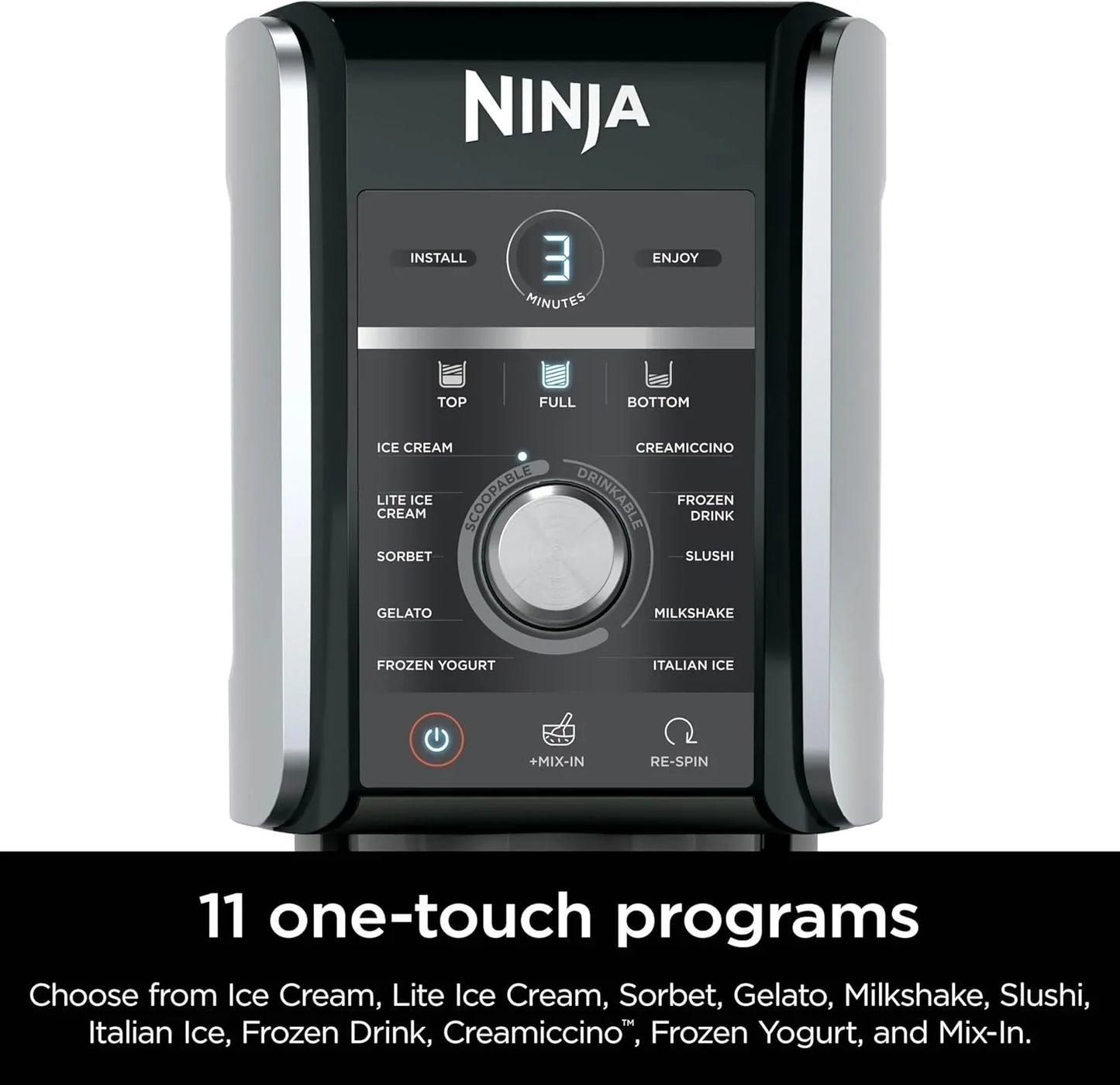 Ninja NC301 CREAMi Ice Cream Maker, For Gelato, Mix-Ins, Milkshakes, Sorbet, Smoothie Bowls And More, 7 One-Touch Programs, With