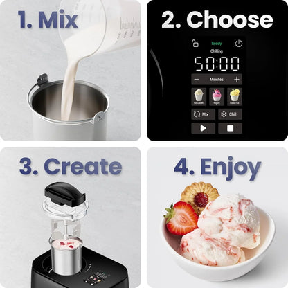 Iceman By Chefman Ice Cream Maker, No Pre-Freezing With Built-In Compressor, Makes Ice Cream, Froyo, Sorbet, Sherbet, Italian Ice, Frozen Yogurt