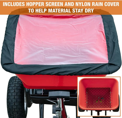 Walk Behind Push Spreader, 100lb Capacity, For Salt, Ice And Snow Melt, Included Grate And Cover With Enclosed Gearbox For Protection