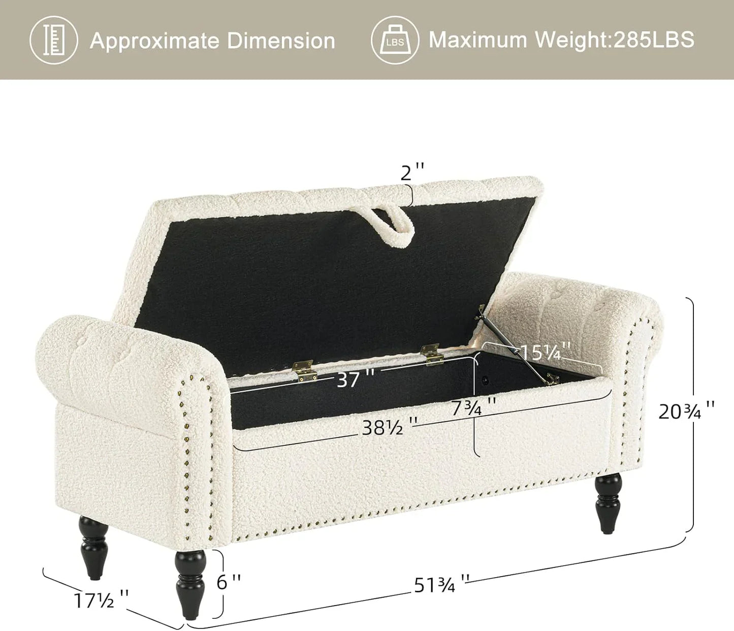 Furniliving Modern Storage Ottoman Bench