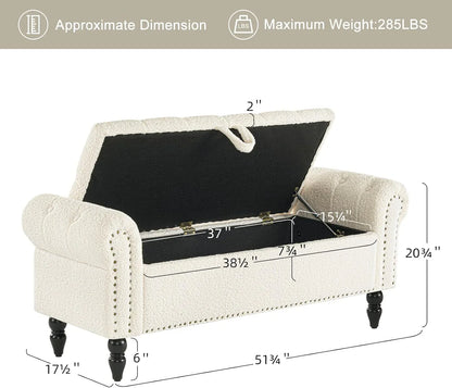 Furniliving Modern Storage Ottoman Bench