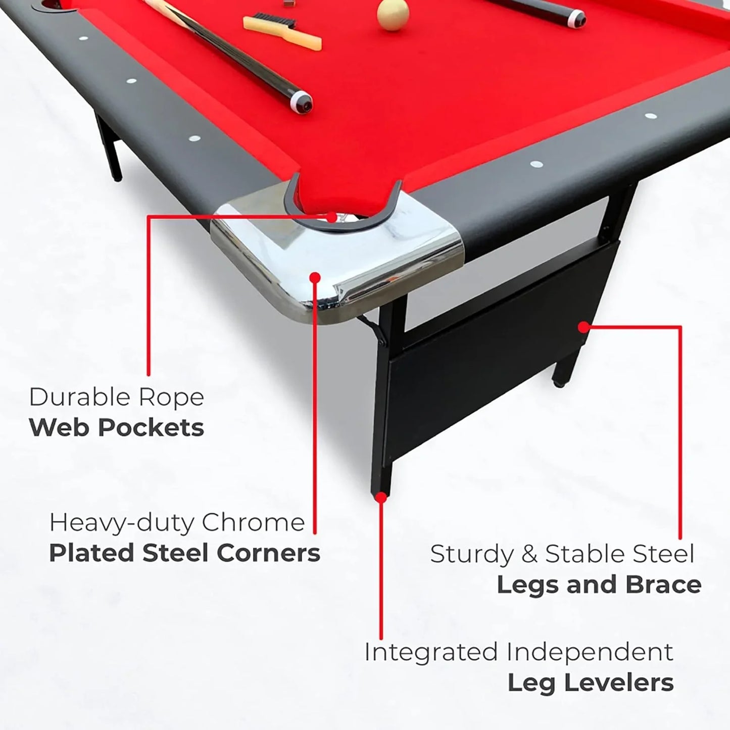 6 Ft. Portable Pool Table, Adults Folding Billiards Tables For Game Room With Easy Foldable Storage, Includes Full Set Of Billiard Balls, Cues
