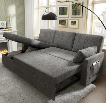 VanAcc Sofa Bed, Sleeper Sofa With Storage Chaise 2-in-1 Pull Out Couch Living Room