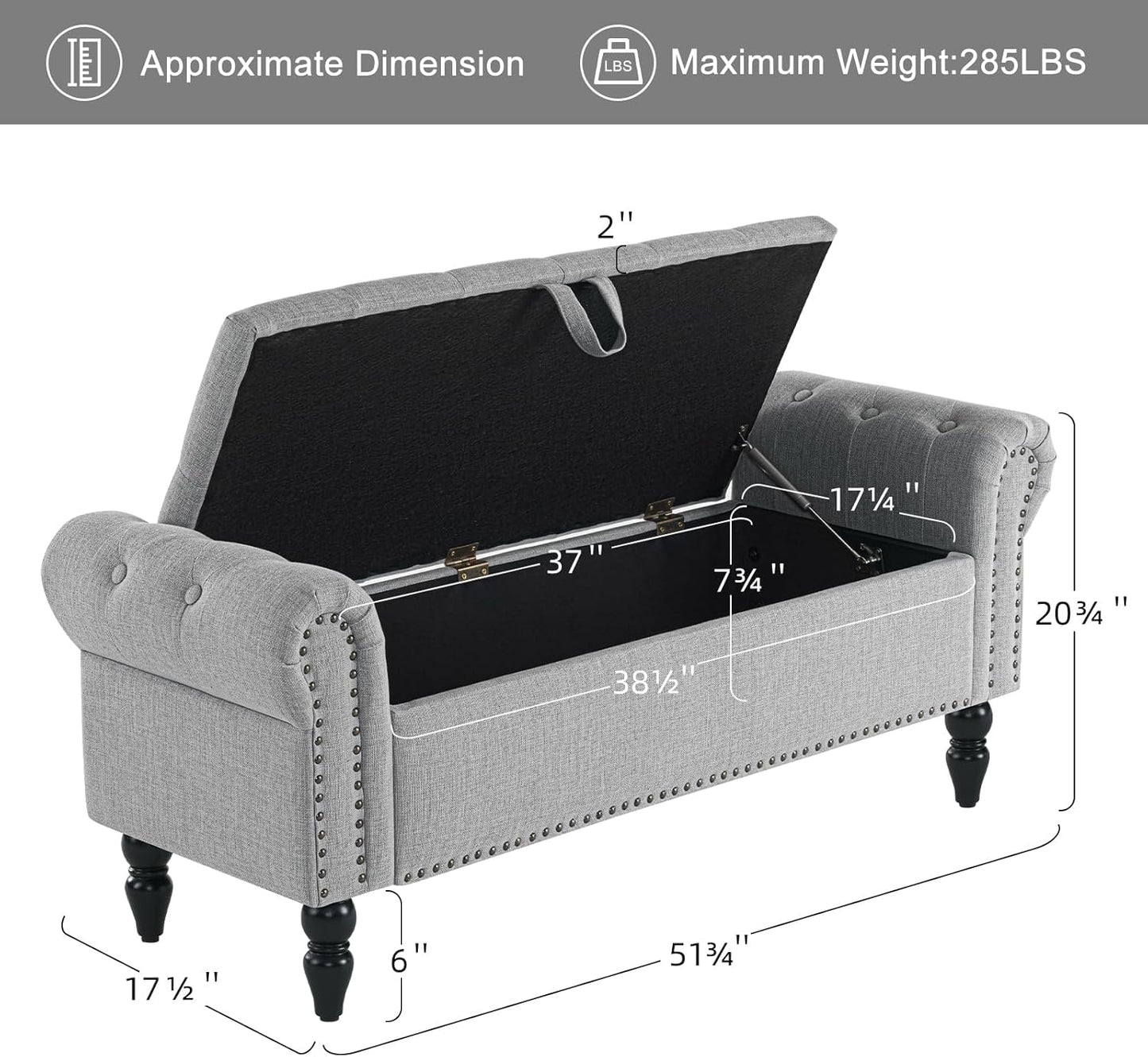 Furniliving Modern Storage Ottoman Bench