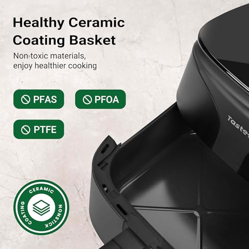 Tastee Ceramic Air Fryer, 8-in-1 Compact 5.5QT AirFryers, 450 F Digital Air Fryer Dehydrator With Smart Probe, 24 Presets One Touch Cooking