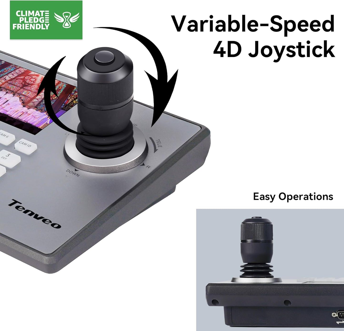 Tenveo Ndi Ptz Camera Controller, 5 In. LCD, 4D Joystick, PoE, RS232