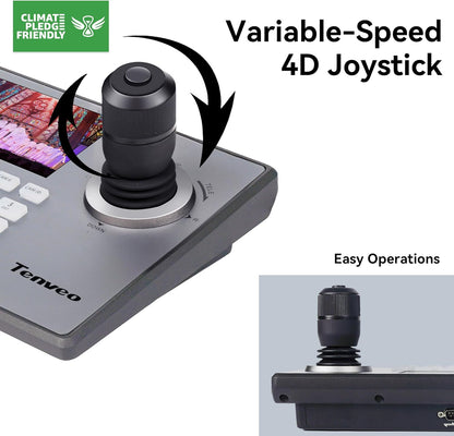 Tenveo Ndi Ptz Camera Controller, 5 In. LCD, 4D Joystick, PoE, RS232