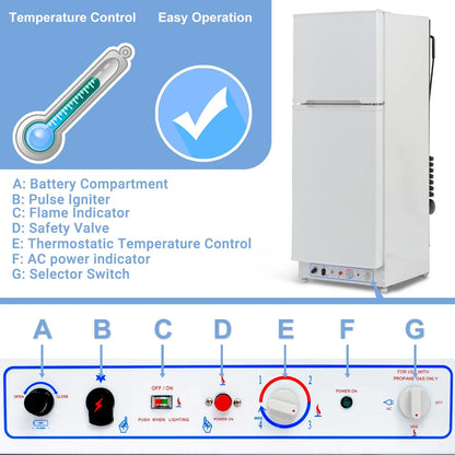 Smad 9.4 Cu. Ft. 64 In. H Propane Refrigerator AC 110V Freezer Large Capacity Frigde Camper Motorhome