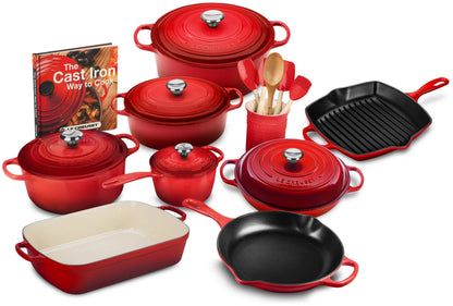 20-piece Signature Cast Iron Cookware Set,10.25 In. Skillet,1.75-quart Saucepan With Lid