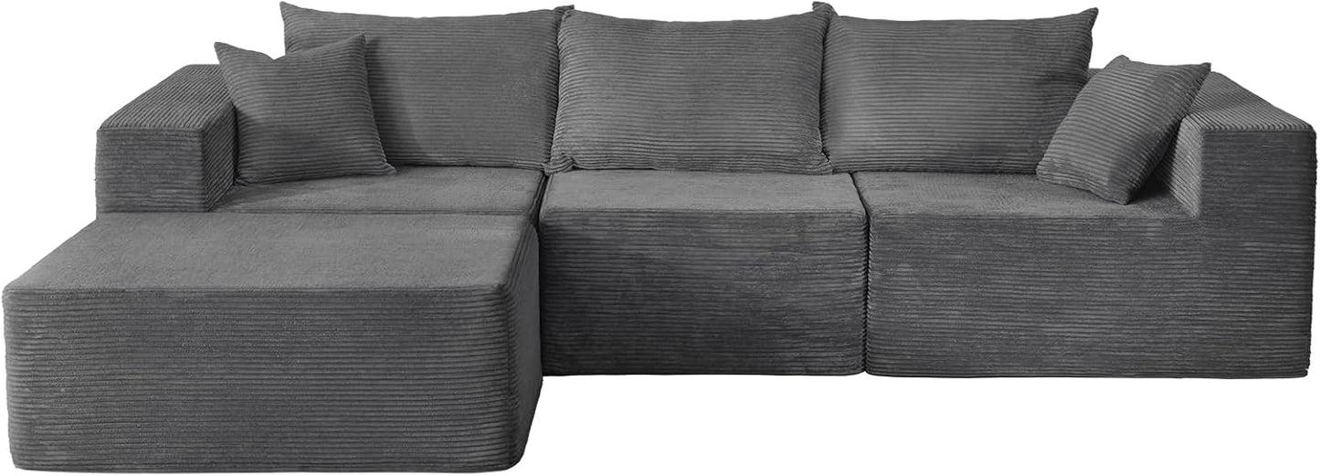 Cloud Sectional Couch With L-Shape Chaise, Modern Modular Sofa With Deep Seat, Upholstered Couches For Living Room Bedroom, No Assembly Required