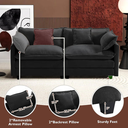 Ihanherry 146 In. U-Shaped Modern Sofa Modular Sectional Cloud Couch With 2 Ottoman