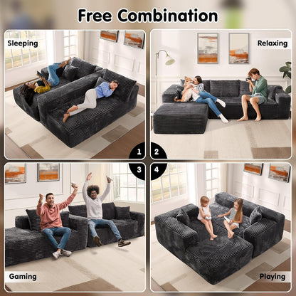Ovios 104 In. Cloud Sectional Couch With L-Shape Chaise, Modern Modular Sofa With Deep Seat, Upholstered Couches For Living Room Bedroom