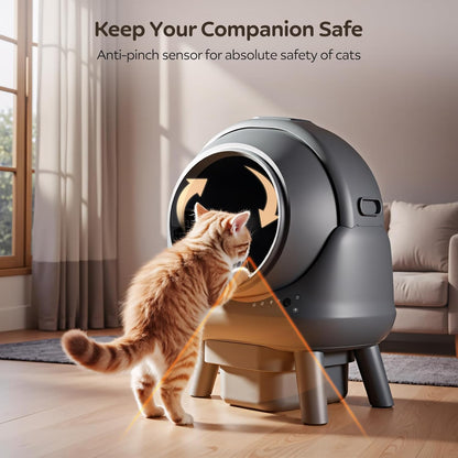 Self-Cleaning Cat Litter Box For Multiple Cats, App Controlled, Grey-Qx2