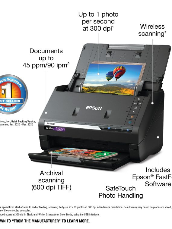 FastFoto FF-680W Wireless High-Speed Photo Scanning System, Black