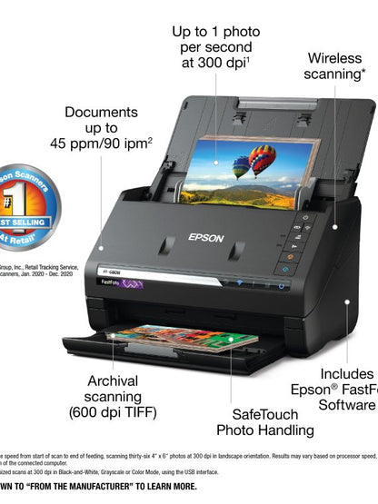 FastFoto FF-680W Wireless High-Speed Photo Scanning System, Black