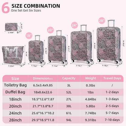 6-piece Luggage Set, Expandable Hardshell Suitcase Set With Spinner Wheels, Lightweight Rolling Luggage Set