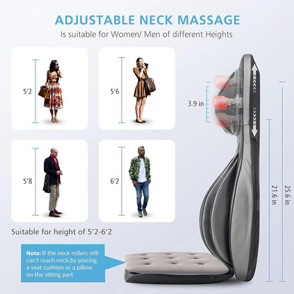 Comfier Massager Chair With Heat Shiatsu Neck Back Massager Portable With Compress And Rolling Massage Chair Pad For Full Back Neck And