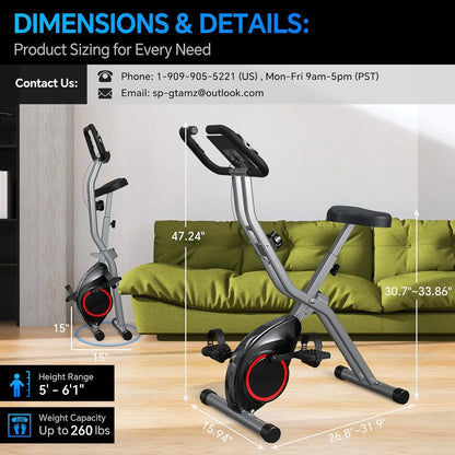 Foldable Exercise Bike Stationary Bikes For Home, 5-in-1 Indoor Workout Bike, Cycling Bike With 16-Level Quiet Magnetic Resistance