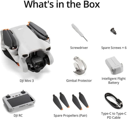DJI Mini 3, Drones With Camera For Adults 4K, 38-min Flight Time, Up To 32800 Ft, 10km Video Transmission, True Vertical Shooting