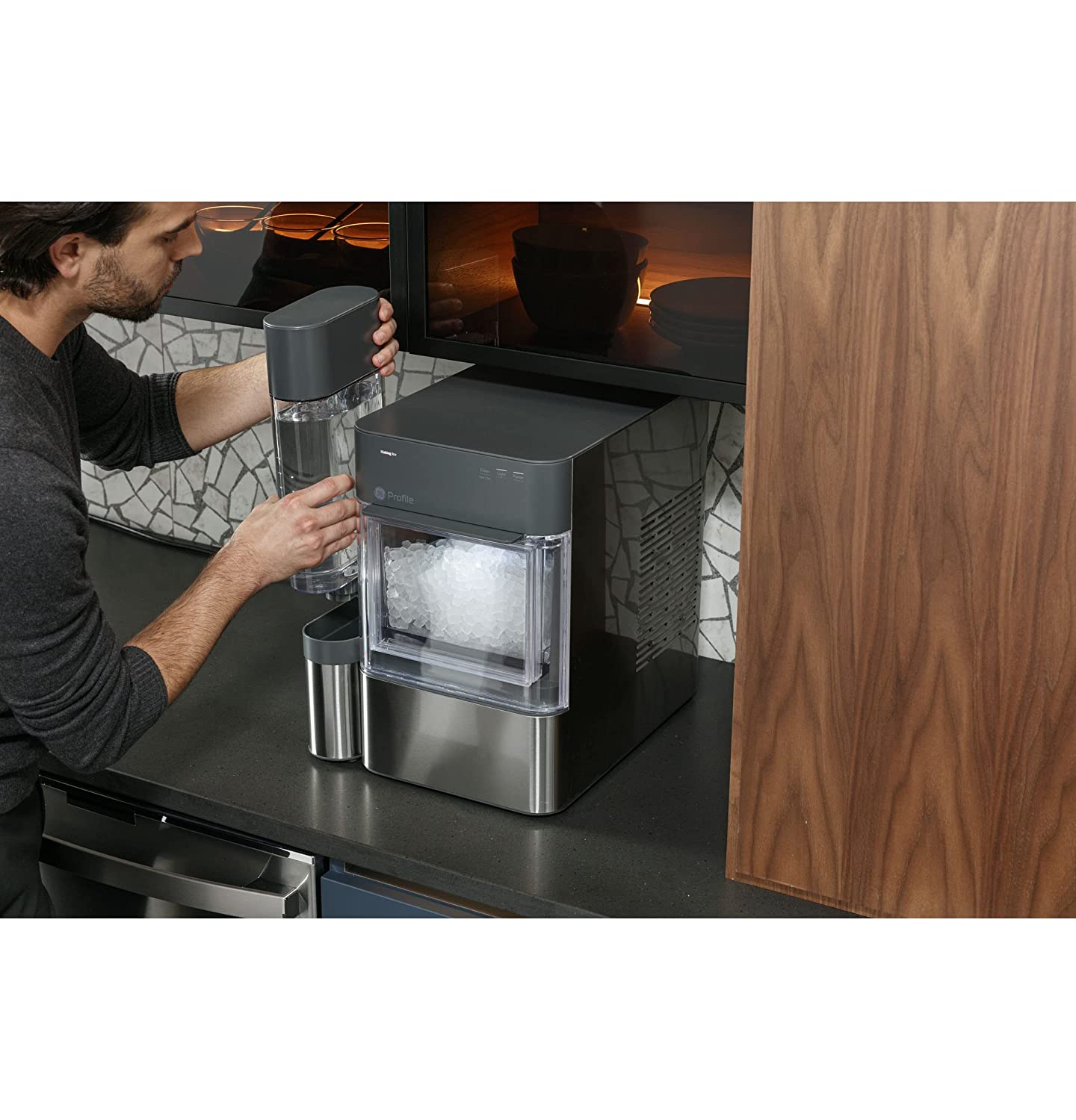 GE Profile Opal 2.0, Countertop Nugget Ice Maker, Ice Machine With WiFi Connectivity, Smart Home Kitchen Essentials, Black Stainless