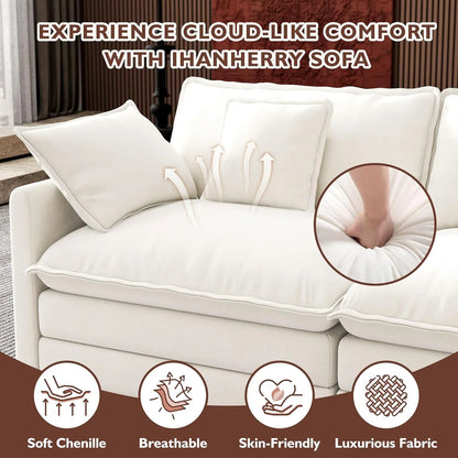 Ihanherry 146 In. U-Shaped Modern Sofa Modular Sectional Cloud Couch With 2 Ottoman