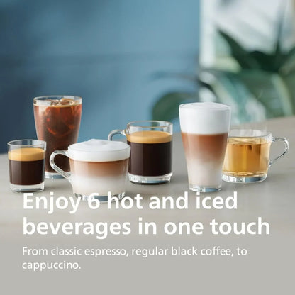 Philips Series 3300 Fully Automatic Espresso Coffee Machine- 6 Hot And Iced Drinks, LatteGo Milk System, 40% Quieter SilentBrew, Ceramic Grinder