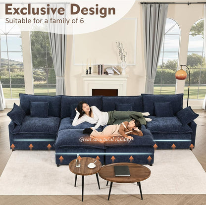 108 In. U Shape Sofa Sectional Sofa Comfortable Cloud Sofa With Removable Footstool