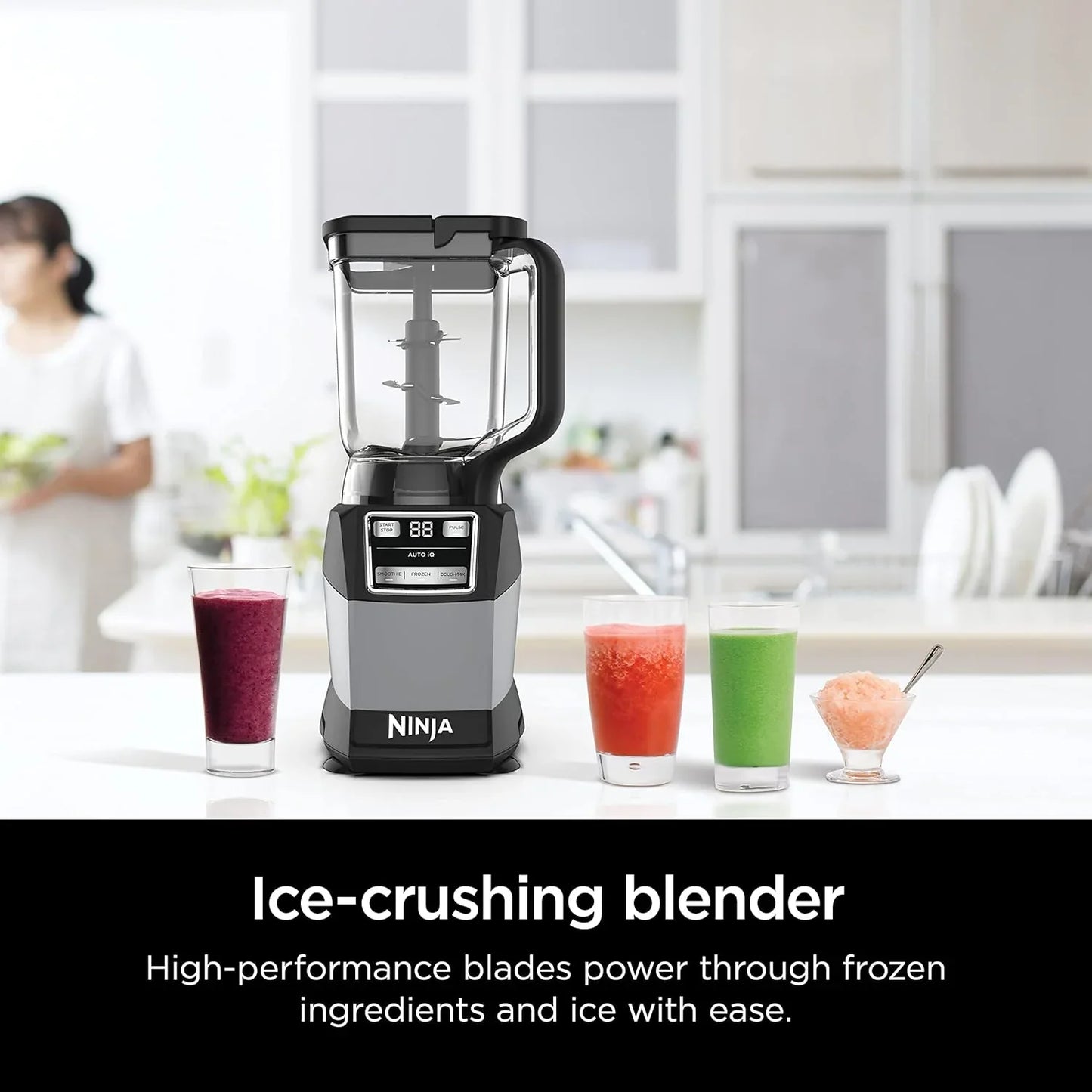 Ninja Blender Compact Kitchen System For Smoothies, Doughs, And Frozen Drinks With Auto-IQ, 72 Oz Blender Jar