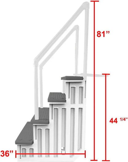 Select Anti-Slip in-Pool Steps, Gray, For Above Ground Swimming Pools, Can Mount To Decks 48 In. To 54 In. H, Safety Stairs Capacity Up To 300 Lbs