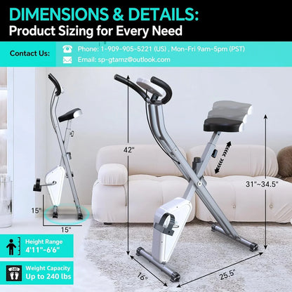 Foldable Exercise Bike Stationary Bikes For Home, 5-in-1 Indoor Workout Bike, Cycling Bike With 16-Level Quiet Magnetic Resistance